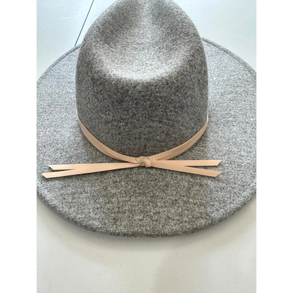 Four Buttons by San Diego Hat Co Womens Gray Felt Fedora Hat Wide Brim NWT O/S